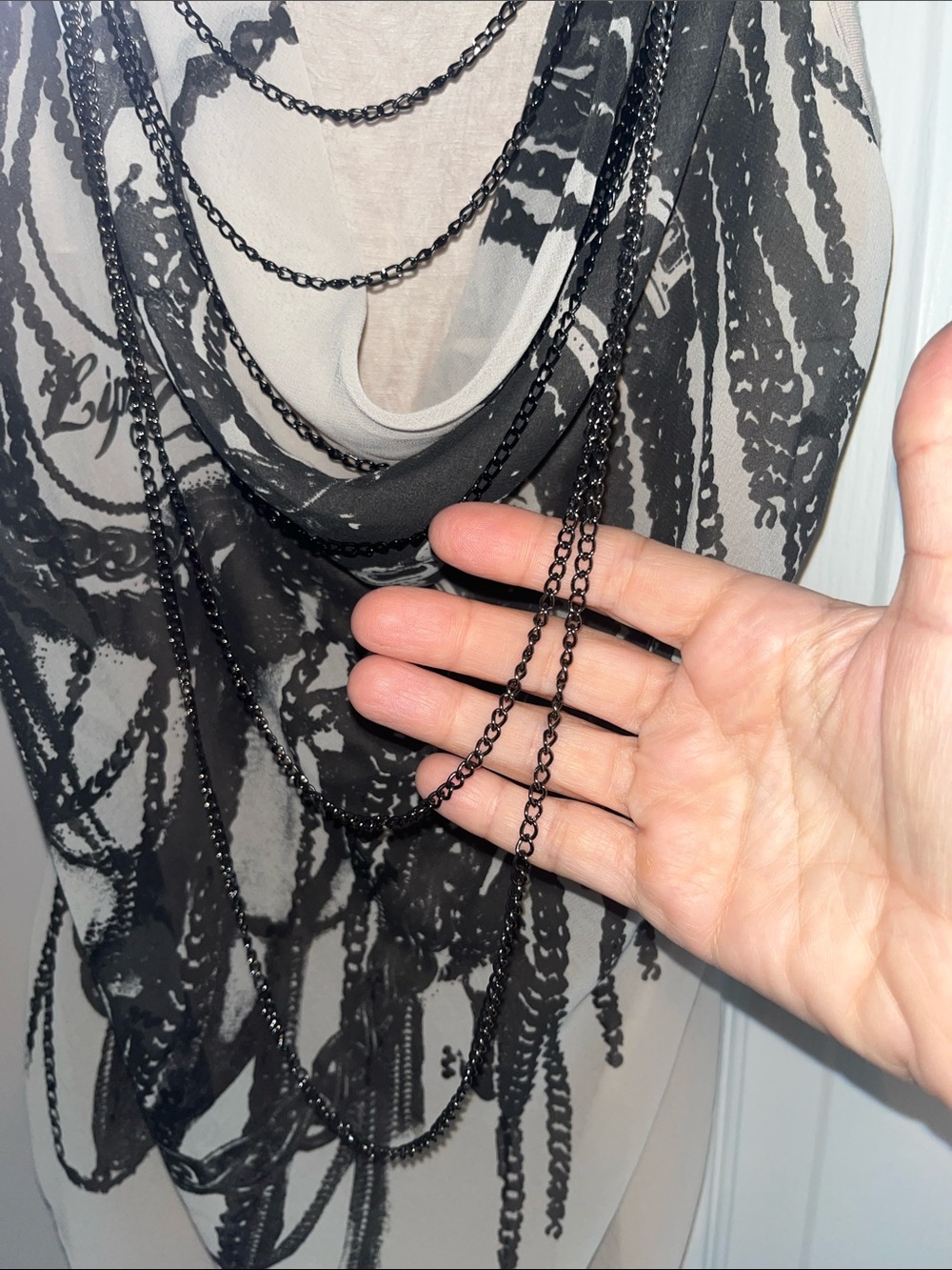 Lipsy Beige Tank Top with Black Chain Fringe Overlay - Picture 2 of 11